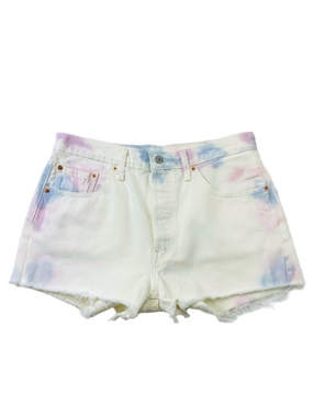 Levis 501 Originals tie dye pastel high waisted cutoff jeans Size 32